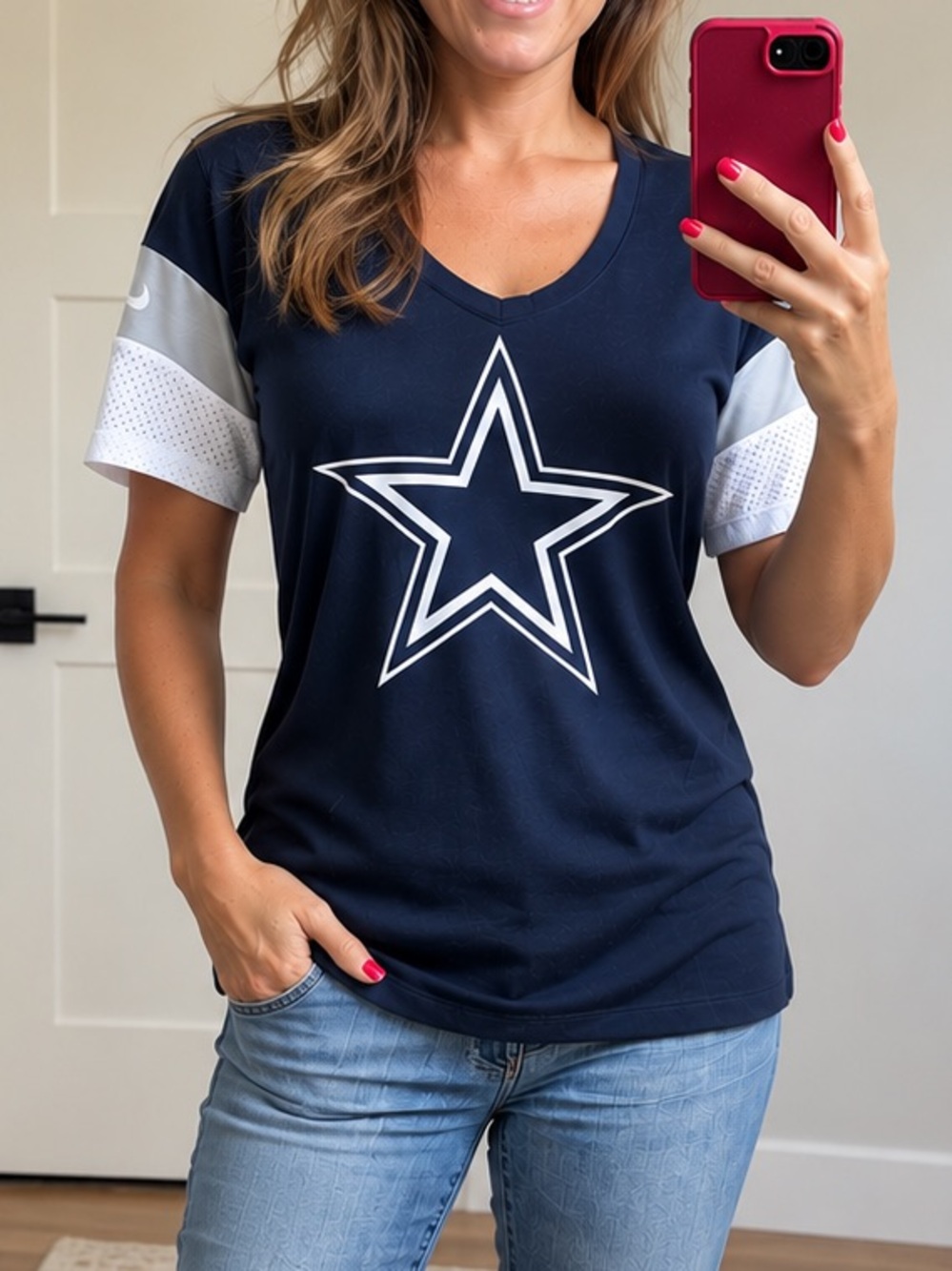 Nike Dallas Cowboys Women’s Dri-FIT V-Neck T-Shirt Navy Size S